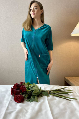 431 Velour Forex Damen Morgenmantel - grün