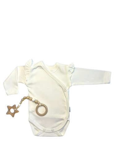 Ecrufarbener Umschlag-Body für Mädchen BD15227 – Baumwolle und bequem